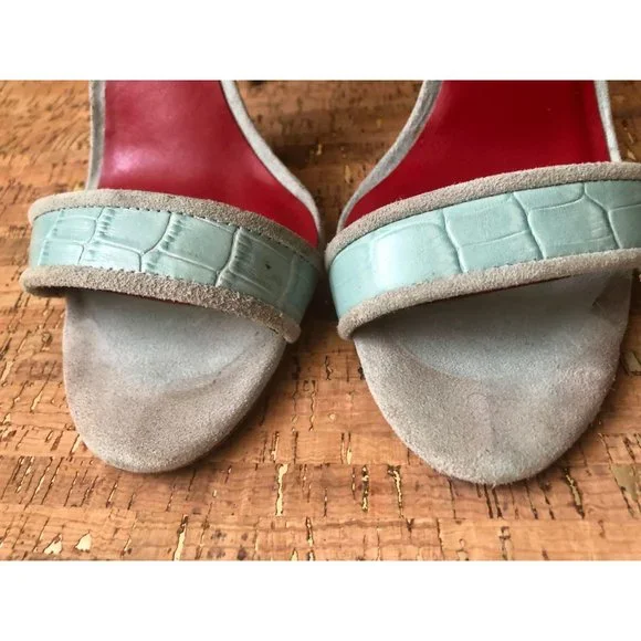 Charles Jourdan Paris Blue/Red High Heels Womens size 8 $52 obo - Picture 5 of 6